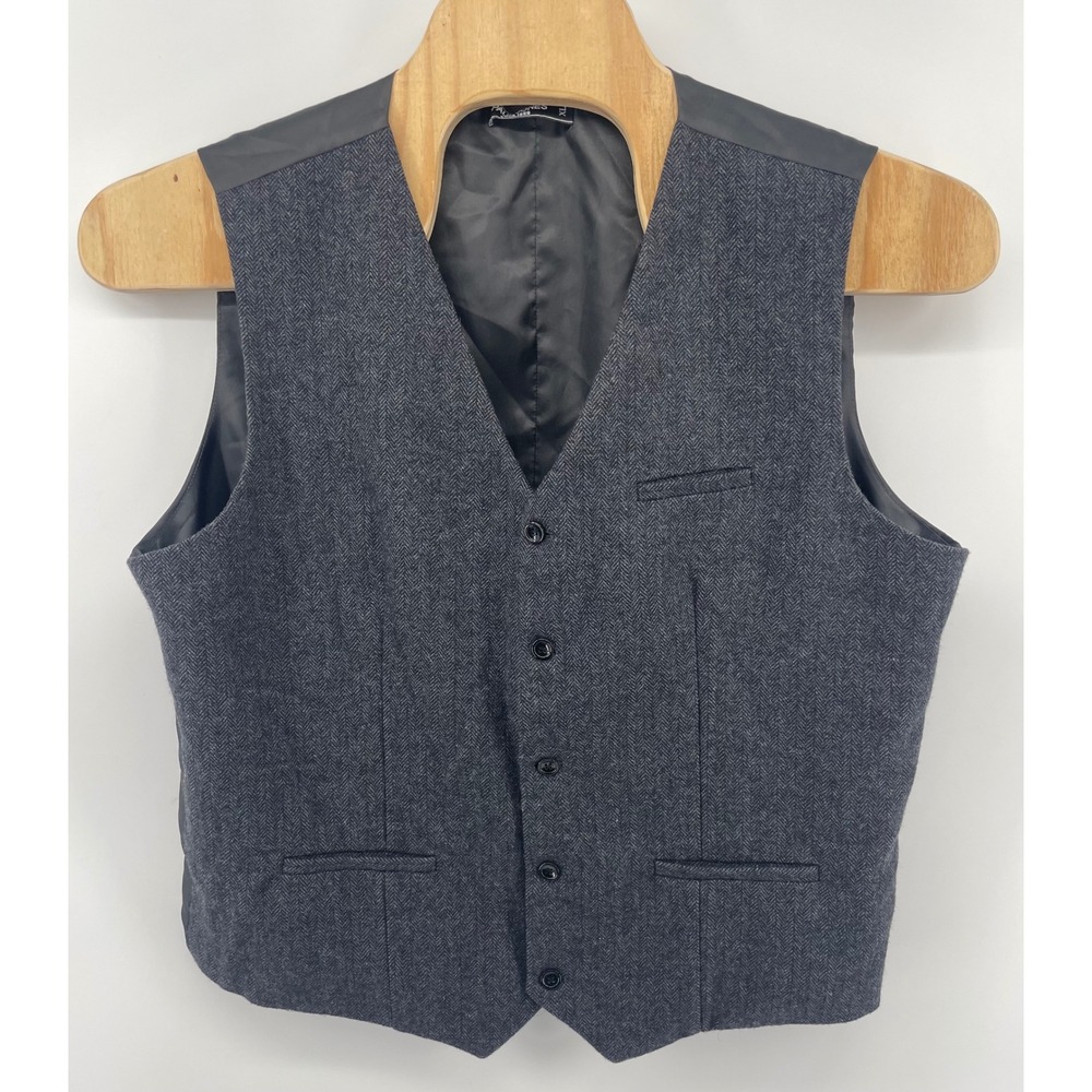 Paul Jones Vest XL Grey Herringbone Wool Blend Tweed Steampunk Peaky Blinders
